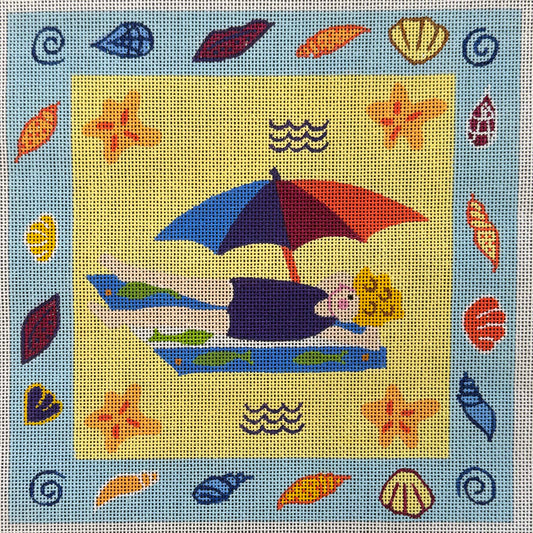 Vintage Canvas - Sunning at the Beach